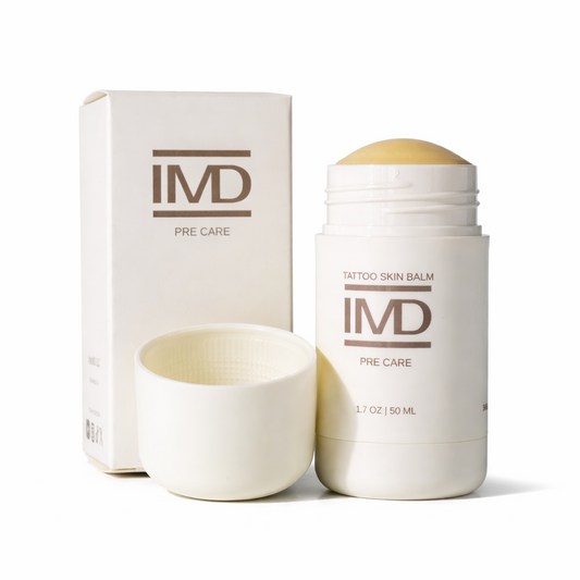 IMD Pre Care Tattoo Balm with eco-friendly packaging — pre-tattoo skin prep balm for smoother, sharper ink