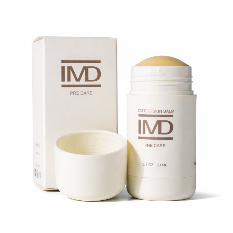 IMD Pre Care Tattoo Balm with eco-friendly packaging — pre-tattoo skin prep balm for smoother, sharper ink
